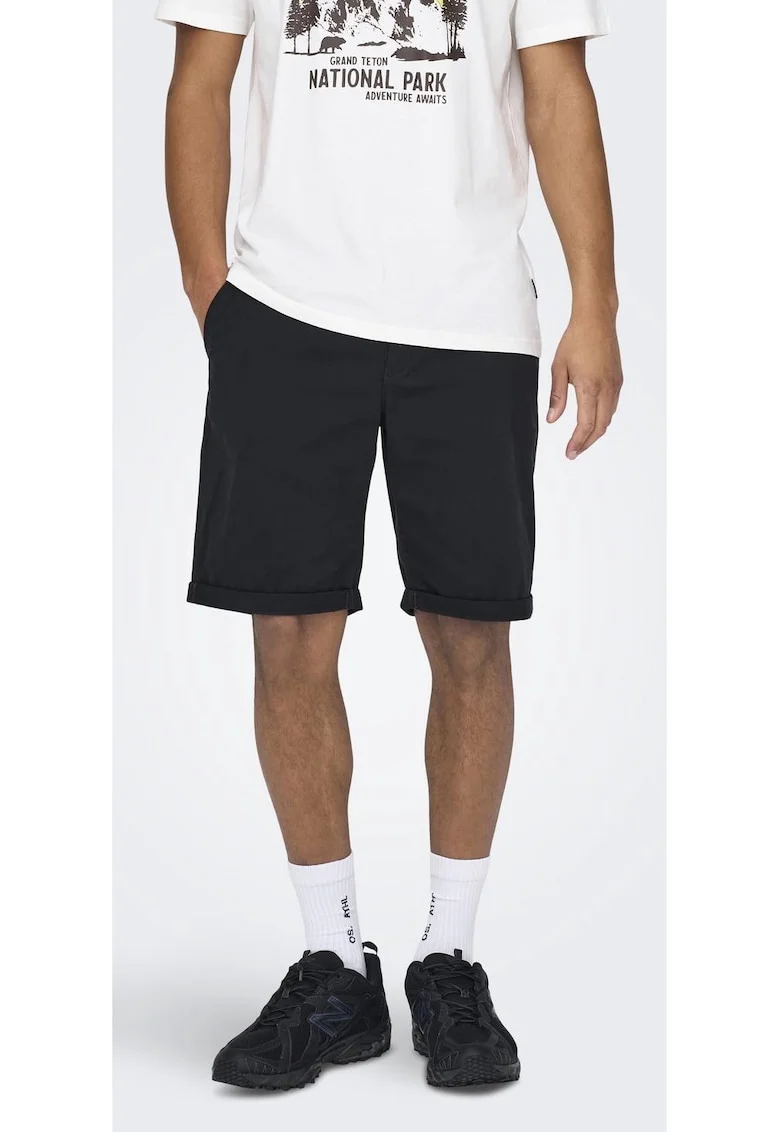 Pantaloni scurti barbati  7502, Bumbac, Albastru inchis
