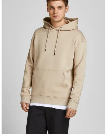 Hanorac regular fit cu buzunar kangaroo, Maro camel