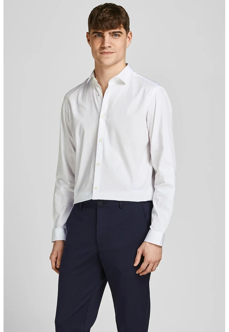 Camasa slim fit de bumbac Blacardiff, Alb
