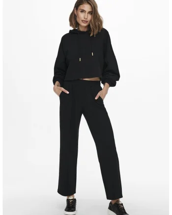 Pantaloni drepti cu talie inalta, Negru