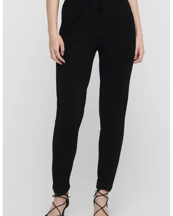 Pantaloni conici cu snur in talie, Negru