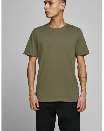 Tricou din bumbac organic cu decolteu la baza gatului, Verde feriga