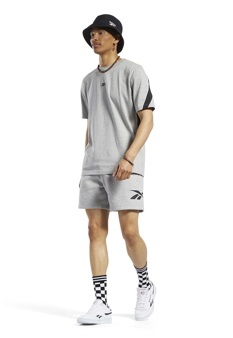 Pantaloni scurti cu logo si buzunare laterale Classics, Gri deschis melange