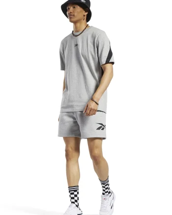 Pantaloni scurti cu logo si buzunare laterale Classics, Gri deschis melange