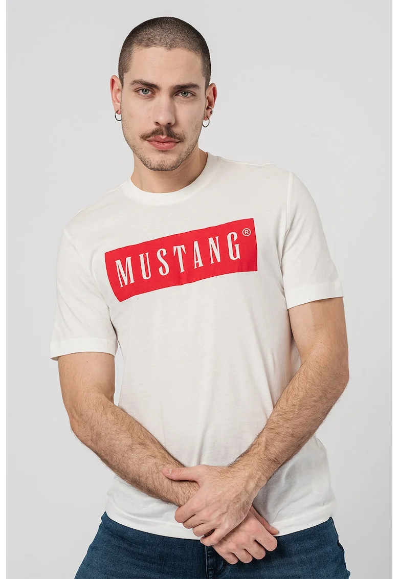 Tricou cu imprimeu logo, Alb