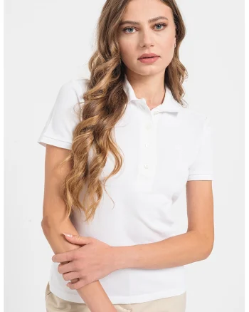 Tricou polo slim fit, Alb optic