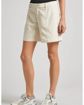 Pantaloni scurti din amestec de in, Crem
