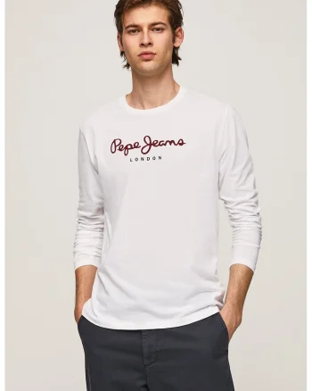 Bluza de bumbac cu imprimeu logo, Alb optic