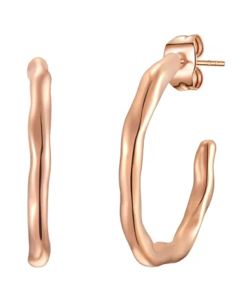 Cercei rotunzi placati cu aur de 14K, Auriu, Auriu rose