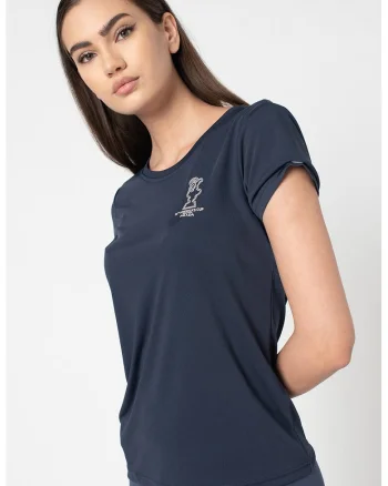 Tricou cu logo pe piept Foehn, Bleumarin