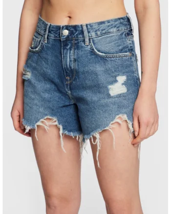 Pantaloni scurti denim dama,  300064122, Bumbac, Albastru