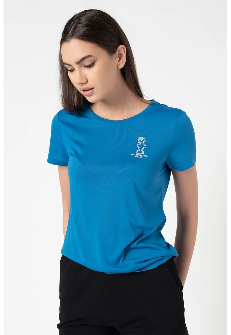 Tricou cu logo pe piept Foehn, Albastru royal