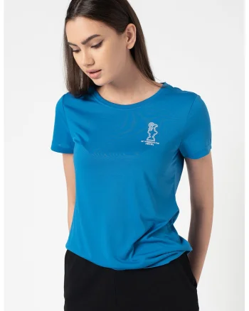 Tricou cu logo pe piept Foehn, Albastru royal