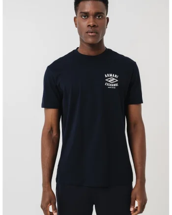 Tricou cu imprimeu logo si decolteu la baza gatului, Alb/Negru stins