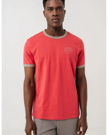 Tricou cu decolteu la baza gatului, Coral/Kaki