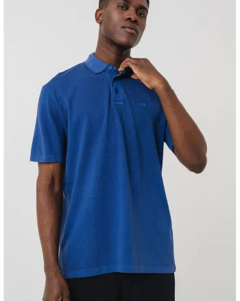 Tricou polo cu logo discret, Albastru inchis