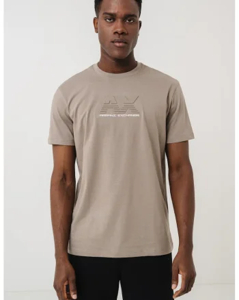Tricou din bumbac cu logo in relief, Kaki