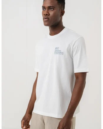 Tricou din bumbac cu logo pe piept si decolteu la baza gatului, Alb/Albastru petrol