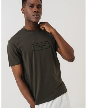 Tricou regular-fit cu logo brodat, Negru/Kaki pal