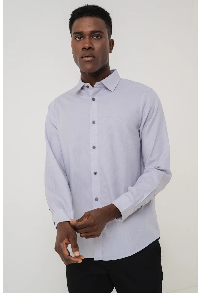 Camasa regular-fit cu guler clasic, Alb/Gri deschis