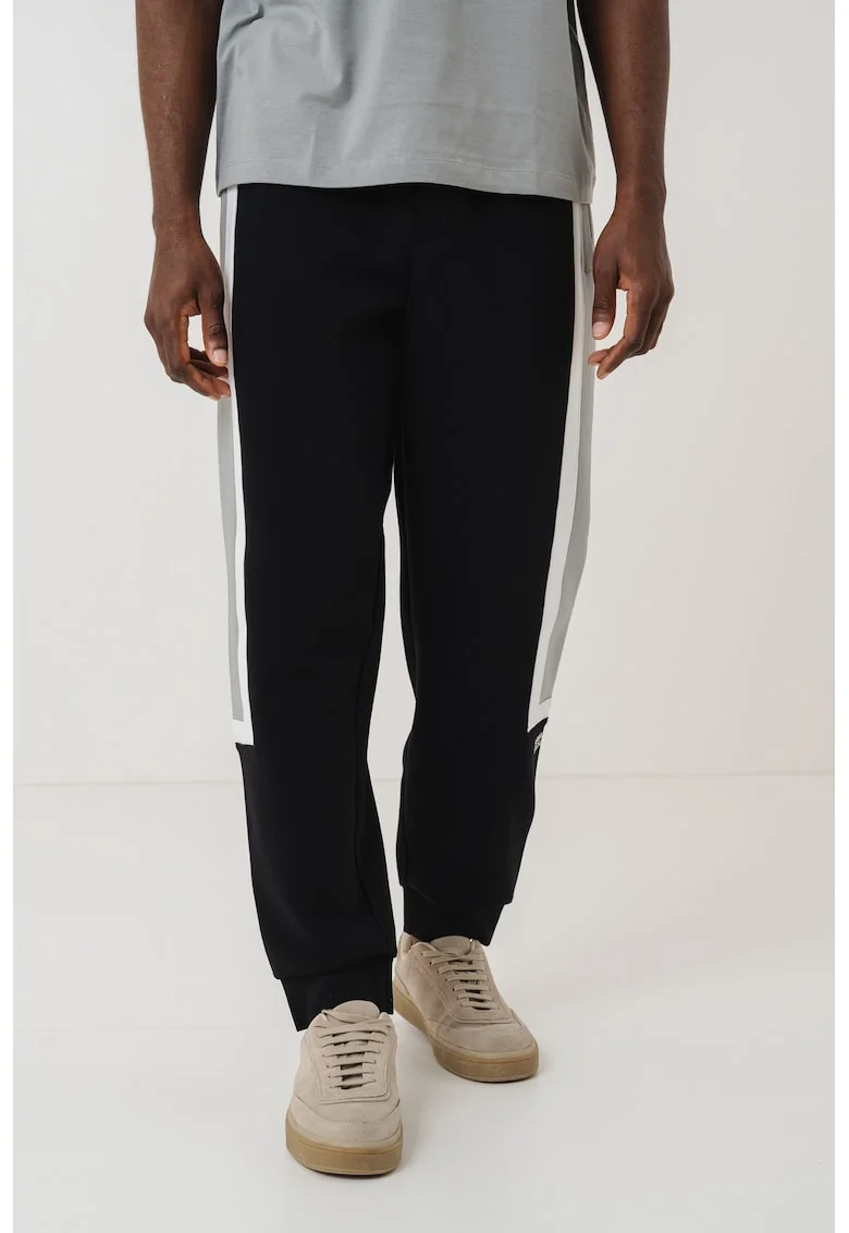 Pantaloni de trening cu snur, Alb/Negru/Gri deschis