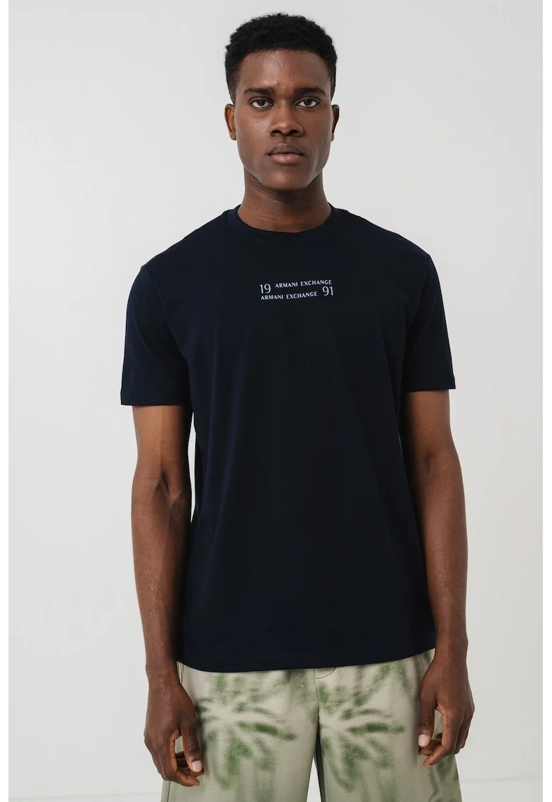 Tricou din bumbac cu logo, Negru