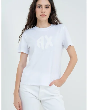 Tricou cu imprimeu logo, Alb fildes