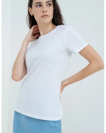 Tricou regular fit cu imprimeu logo lateral, Alb