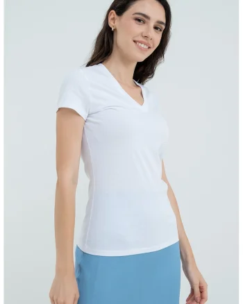 Tricou slim fit de bumbac, Alb