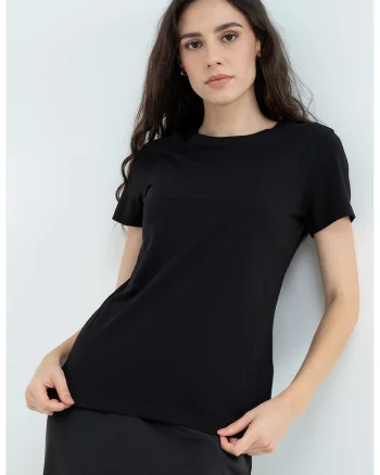 Tricou regular fit cu imprimeu logo lateral, Negru