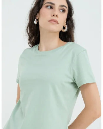 Tricou regular fit cu imprimeu logo lateral, Verde menta