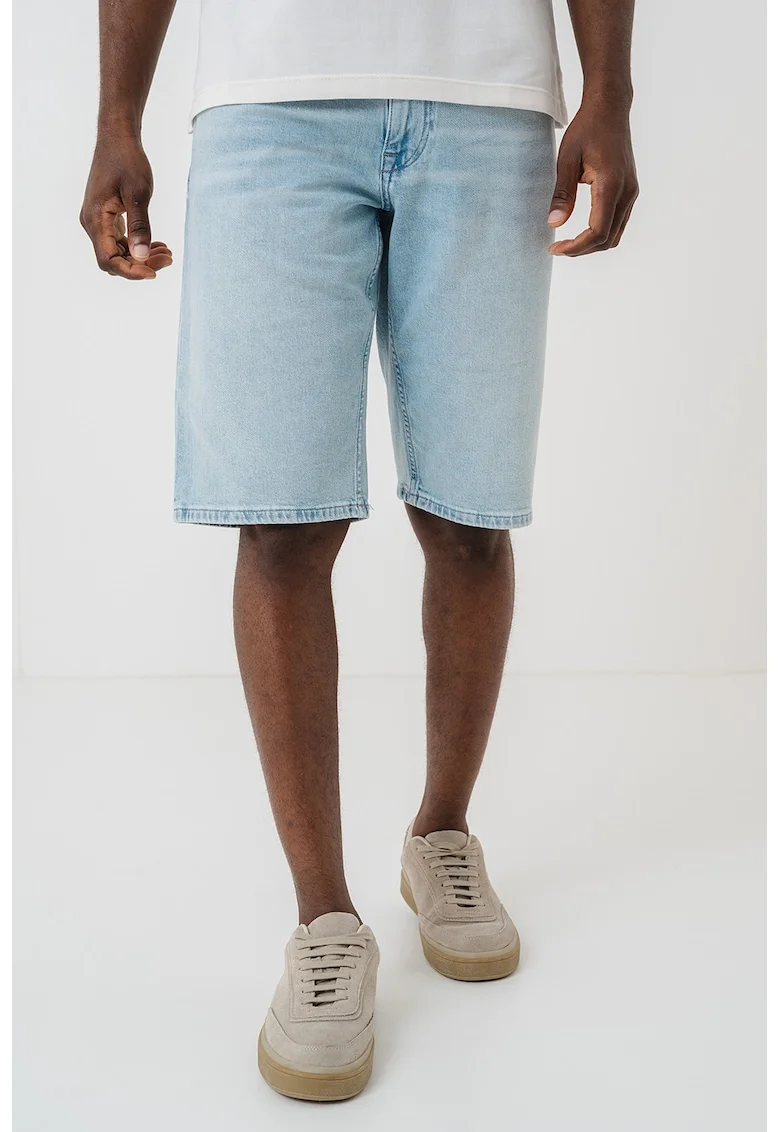 Bermude din denim cu croiala medie, Albastru deschis