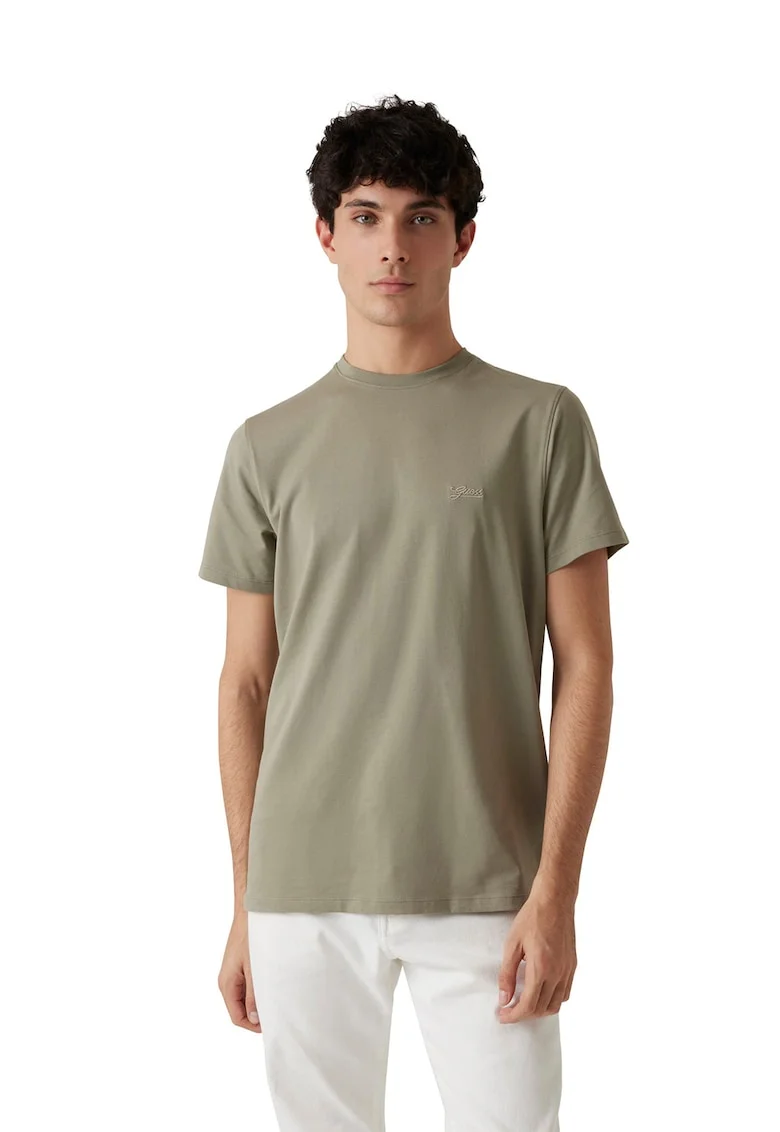 Tricou slim fit cu decolteu la baza gatului