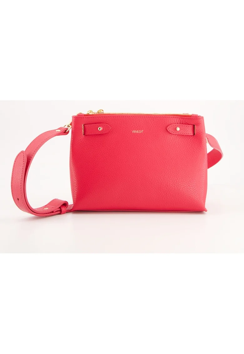 Geanta dama,  messenger, piele naturala, 25x18x7cm, curea, Roz