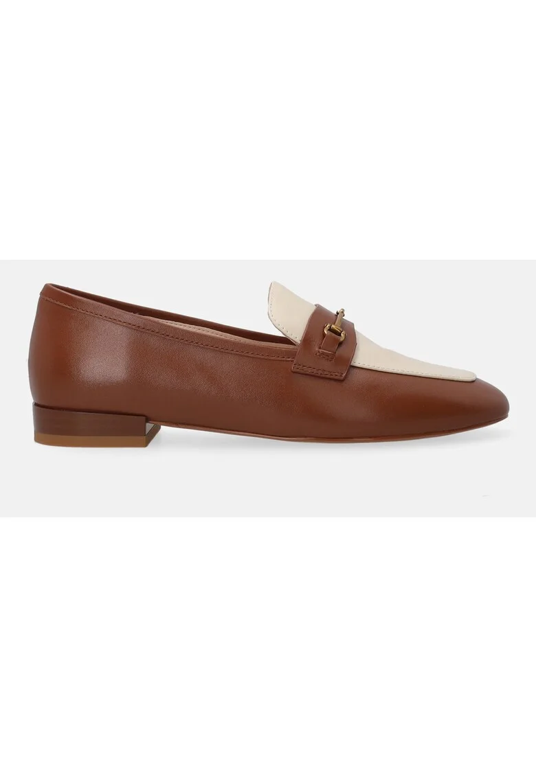 Loafer din piele cu detalii metalice, Maro/Bej