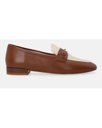 Loafer din piele cu detalii metalice, Maro/Bej