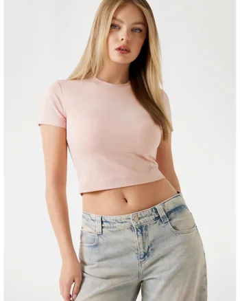Tricou crop slim fit, Piersica
