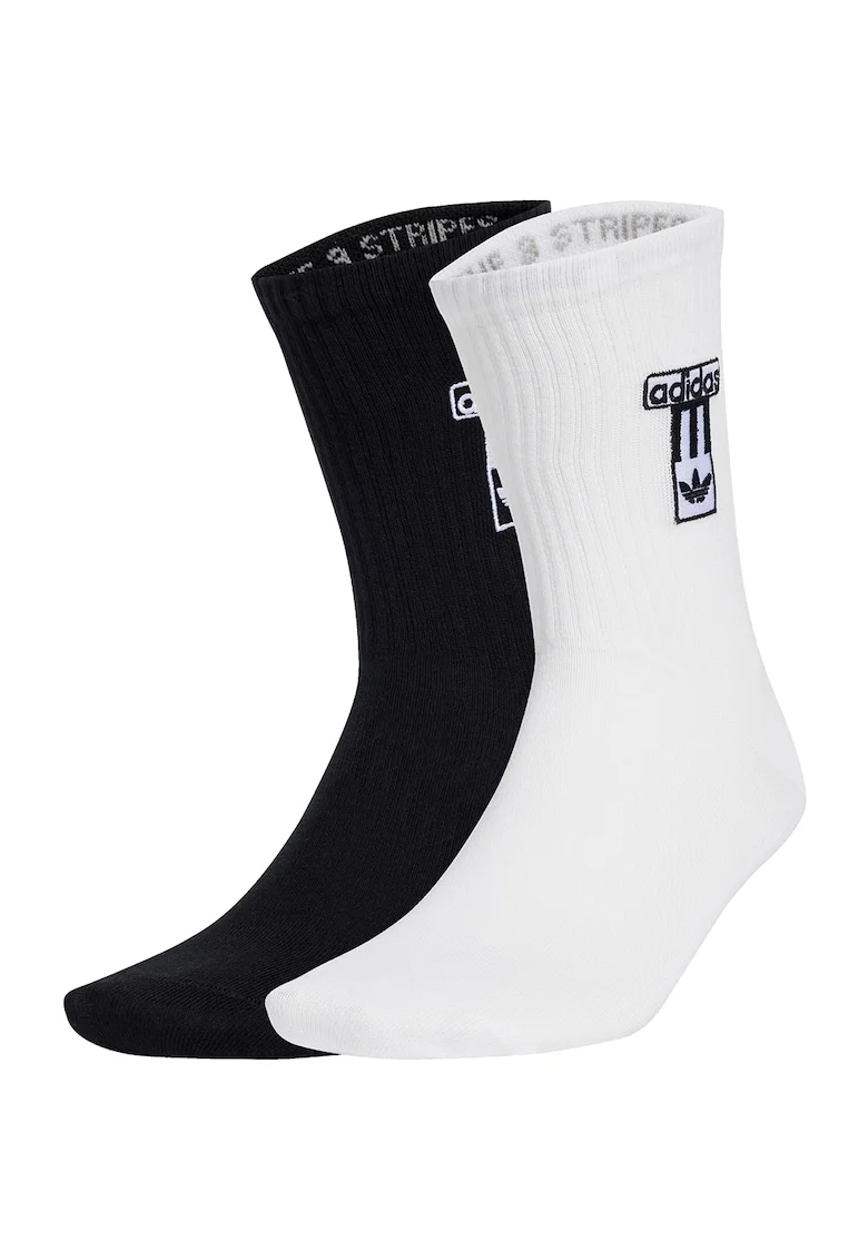 Set de sosete lungi cu model unisex Adibreak - 2 Perechi, Alb/Negru
