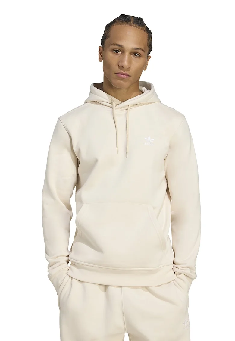 Hanorac cu buzunar kangaroo Essentials Trefoil, Crem