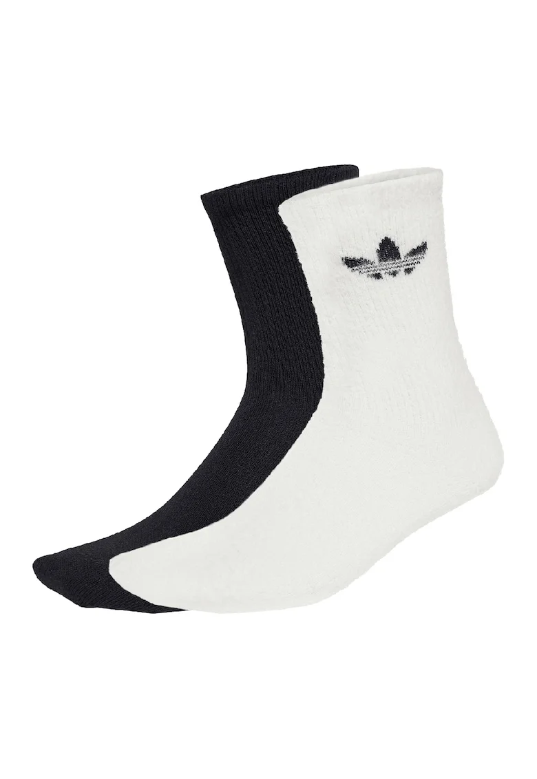 Set de sosete lungi unisex cu model pufos - 2 perechi, Negru/Alb murdar