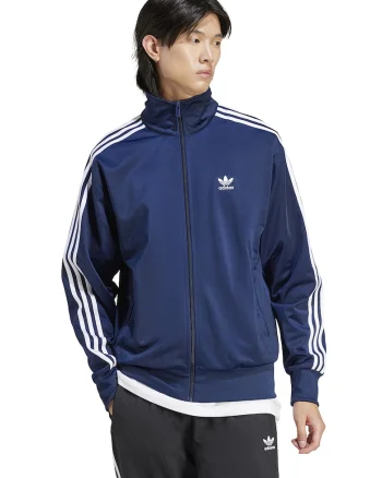Bluza de trening cu fermoar si guler inalt Firebird, Albastru inchis/Alb optic