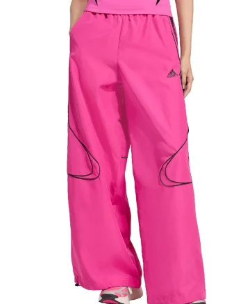 Pantaloni de trening cu croiala ampla si snururi de ajustare, Fucsia