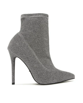 Botine dama,  590486244388139, Piele ecologica, Argintiu