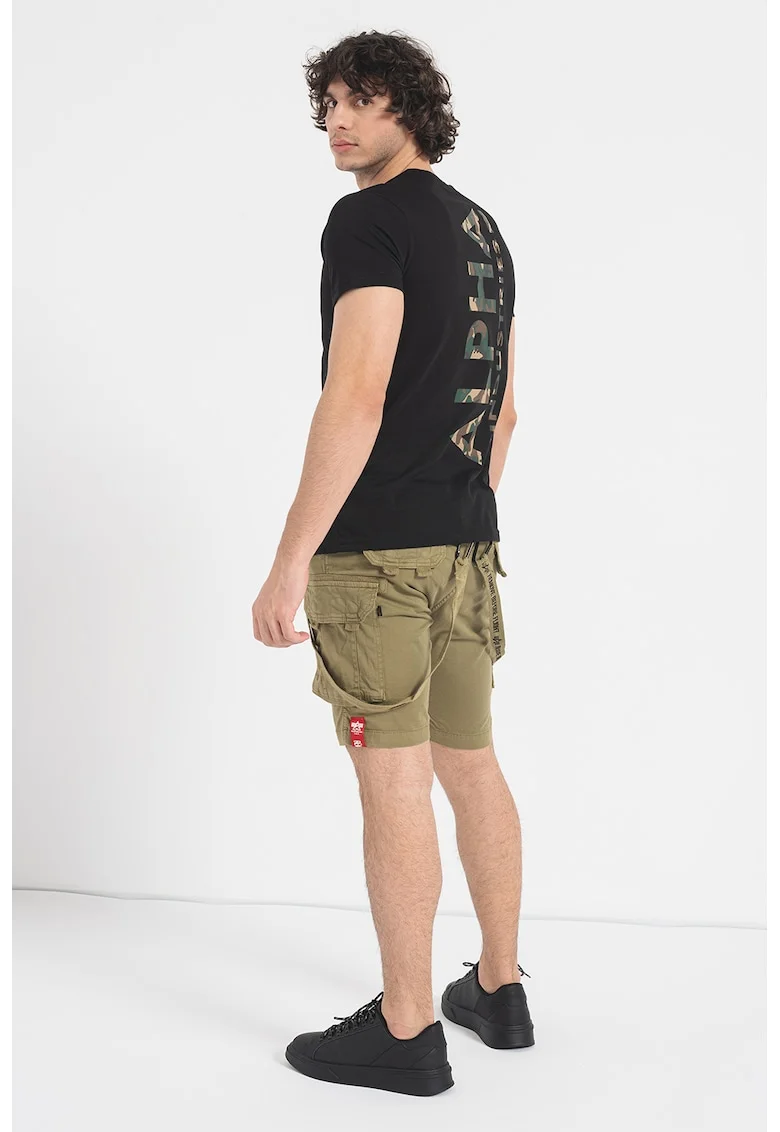 Tricou de bumbac cu imprimeu logo, Negru
