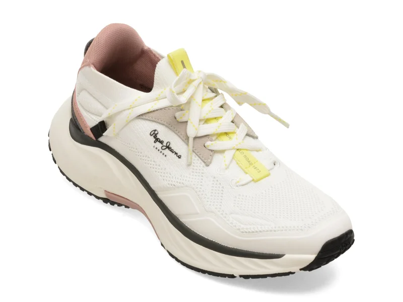 Pantofi sport PEPE JEANS albi, LS60053, din material textil