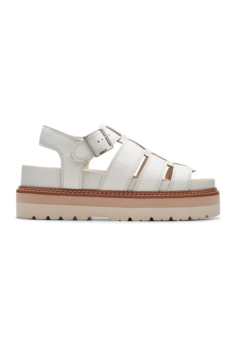 Sandale flatform de piele, Alb
