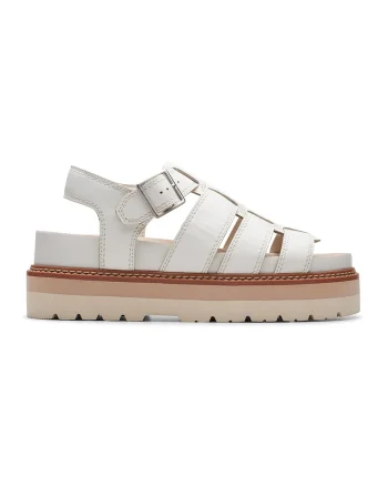 Sandale flatform de piele, Alb