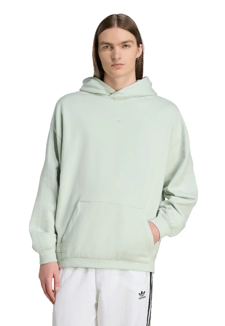 Hanorac din bumbac cu logo brodat, Verde pal