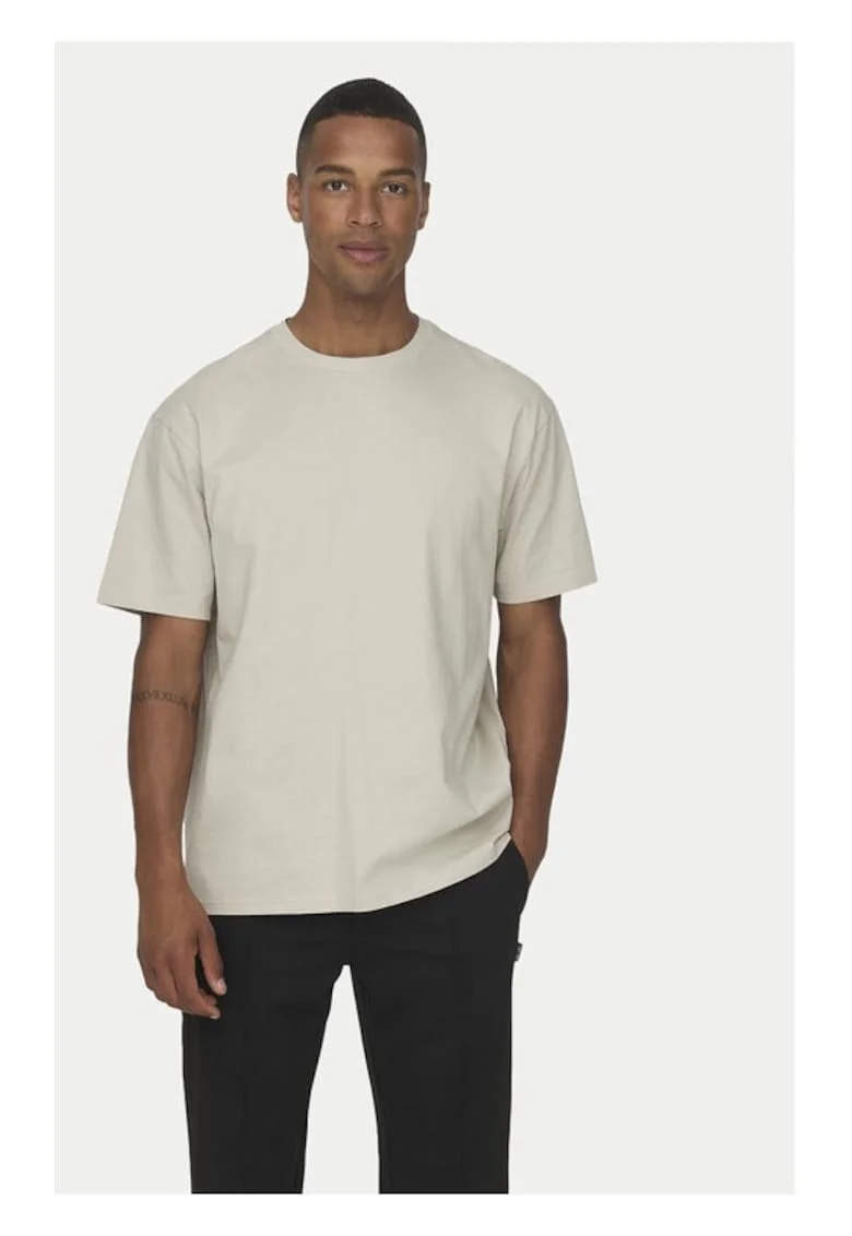 Tricou barbati,  13472, Bumbac, Bej