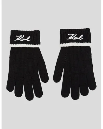 Manusi cu logo brodat Signature, Alb/Negru